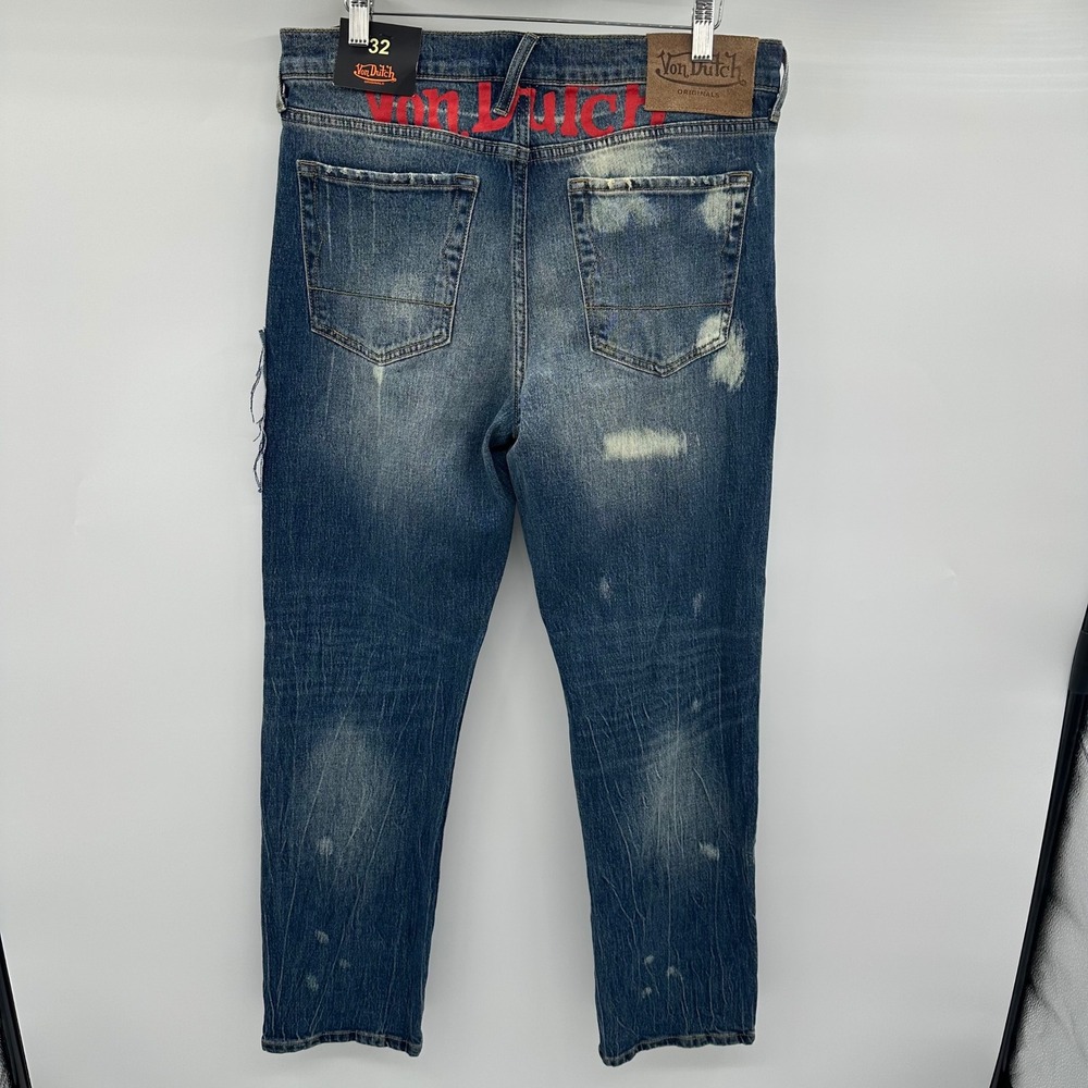 Von Dutch Originals Mens Patchwork Distressed Jeans Blue 32x32 VD27121MD21 NWT - Picture 6 of 16
